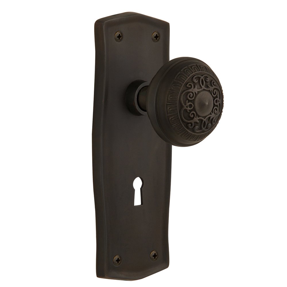 Privacy Prairie Plate with Keyhole and Egg & Dart Door Knob in Oil-Rubbed Bronze