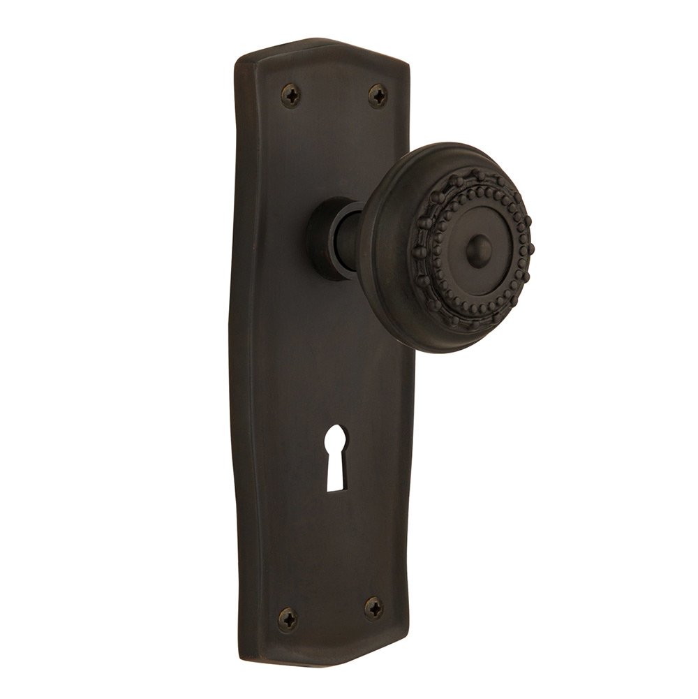Passage Prairie Plate with Keyhole and Meadows Door Knob in Oil-Rubbed Bronze