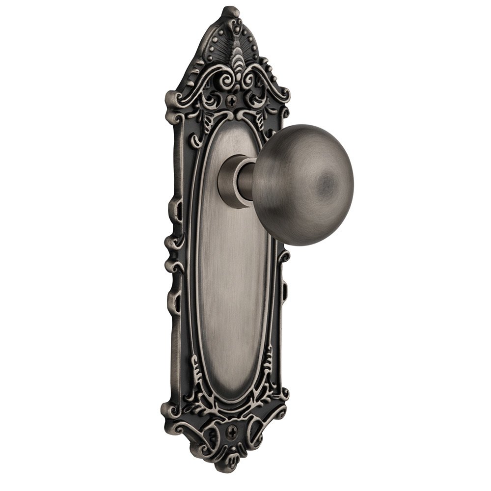 Double Dummy Victorian Plate with New York Door Knob in Antique Pewter
