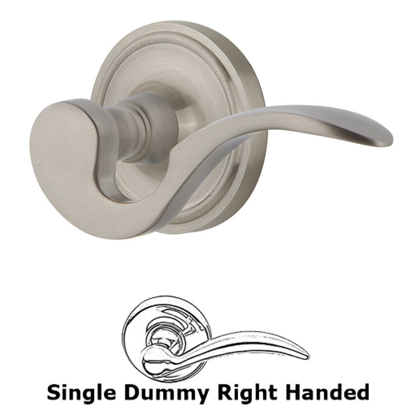 Classic Rose Single Dummy Right Handed Manor Lever in Satin Nickel