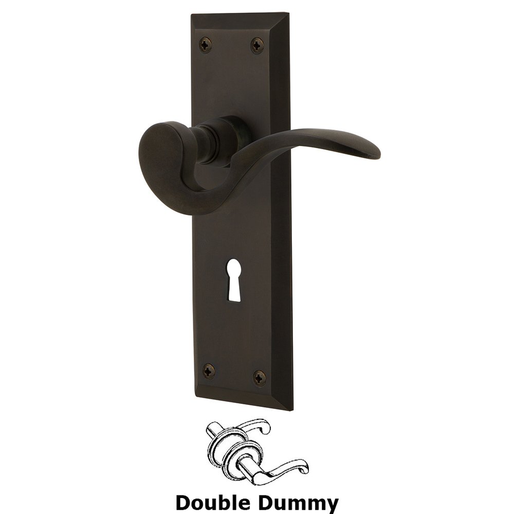 New York Plate Double Dummy with Keyhole and  Manor Lever in Oil-Rubbed Bronze