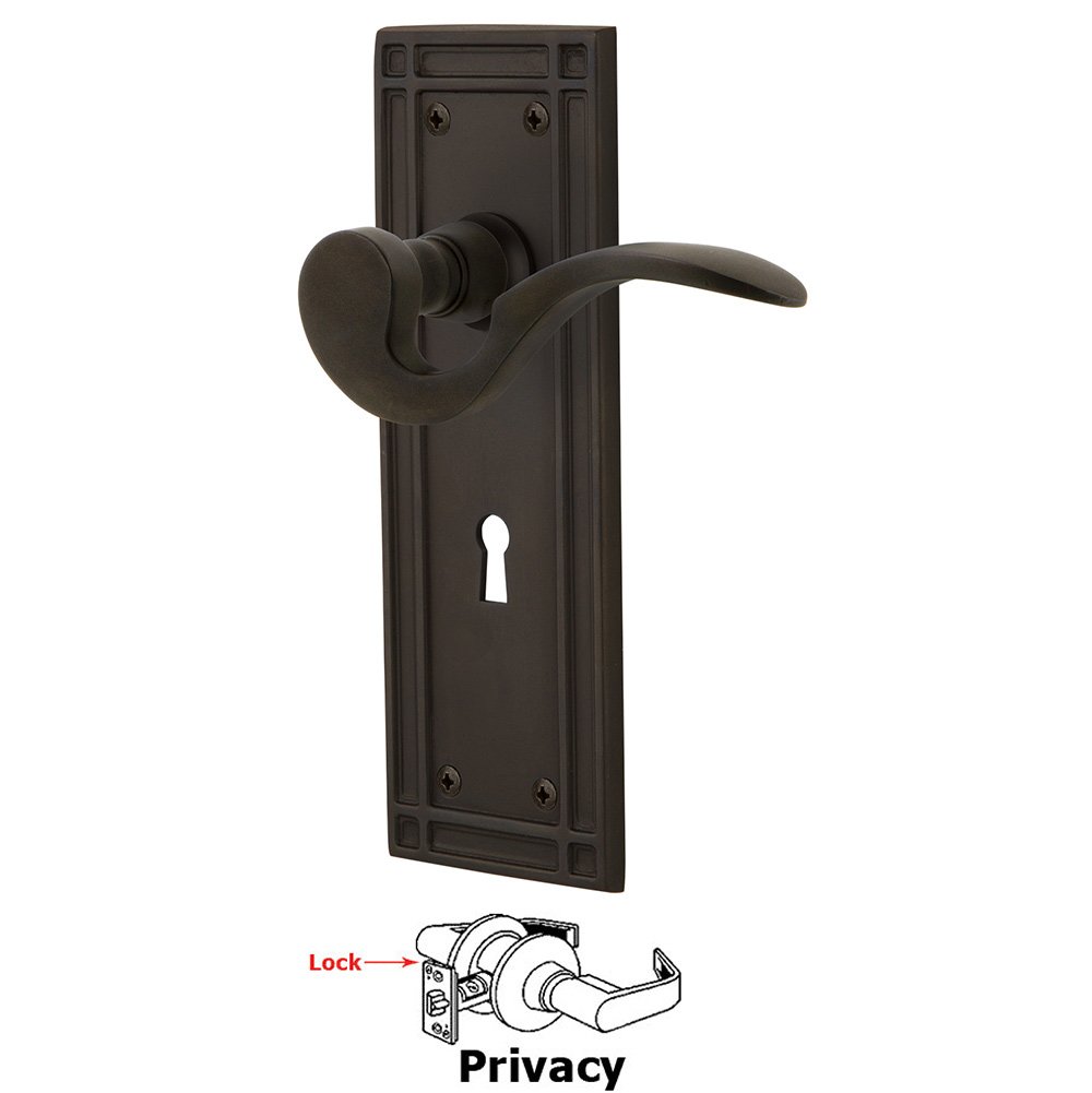 Mission Plate Privacy with Keyhole and  Manor Lever in Oil-Rubbed Bronze