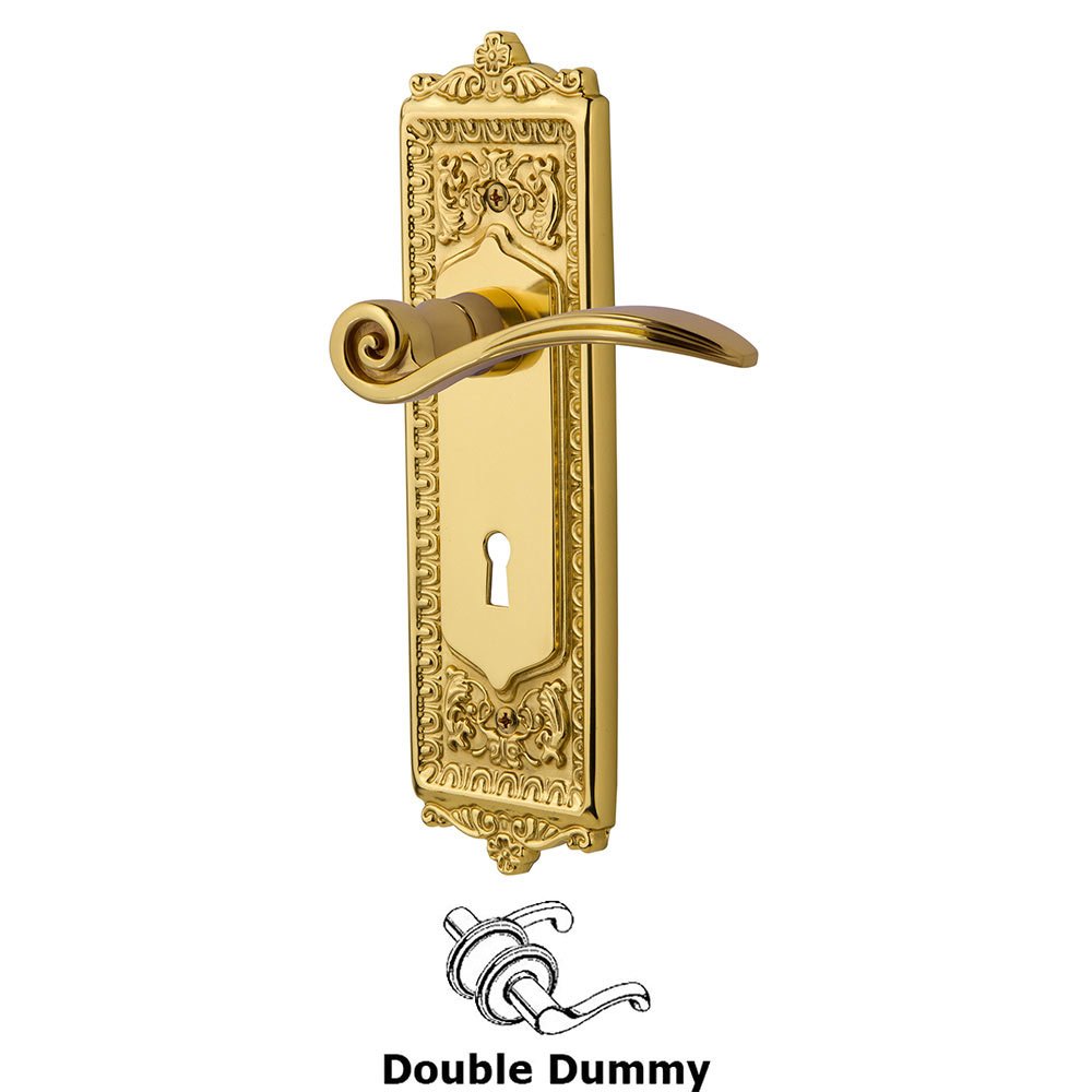 Egg & Dart Plate Double Dummy with Keyhole and  Swan Lever in Polished Brass
