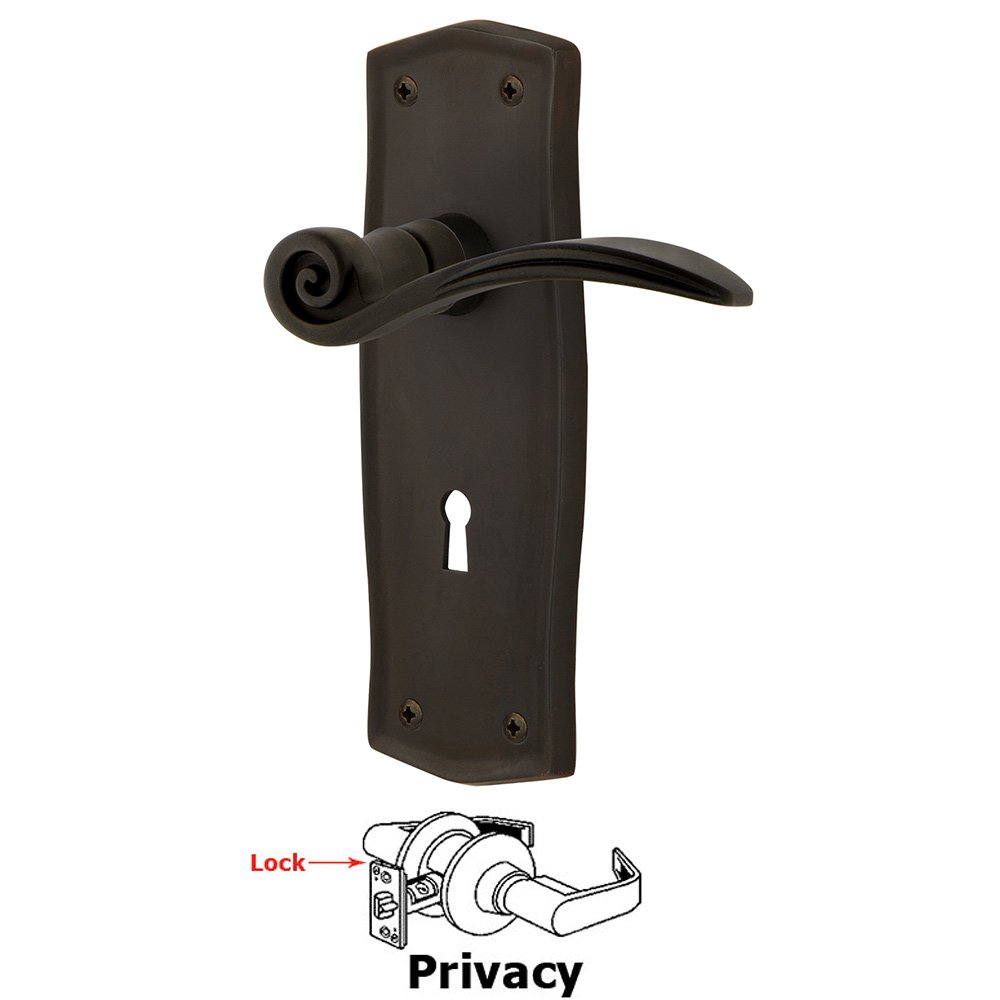 Prairie Plate Privacy with Keyhole and  Swan Lever in Oil-Rubbed Bronze