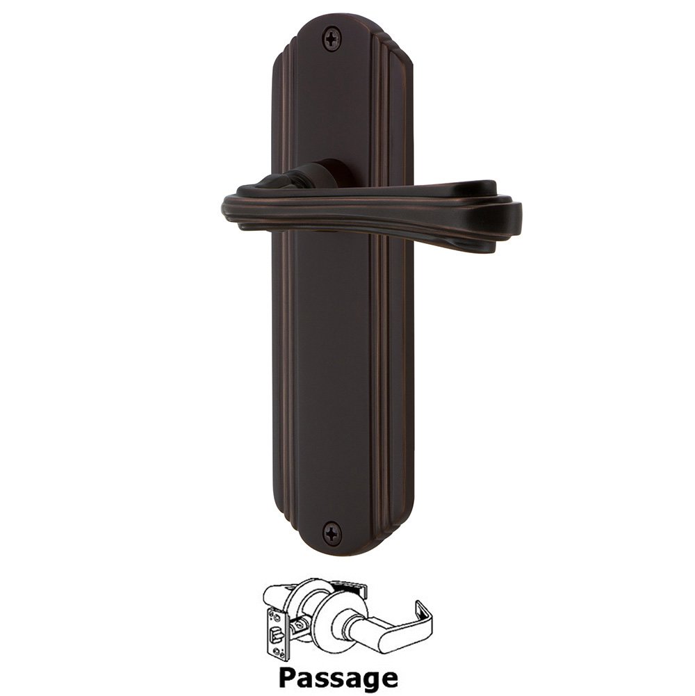 Deco Plate Passage Fleur Lever in Timeless Bronze