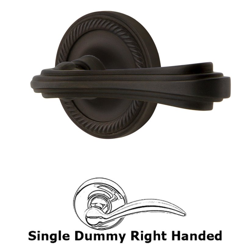 Rope Rose Single Dummy Right Handed Fleur Lever in Oil-Rubbed Bronze