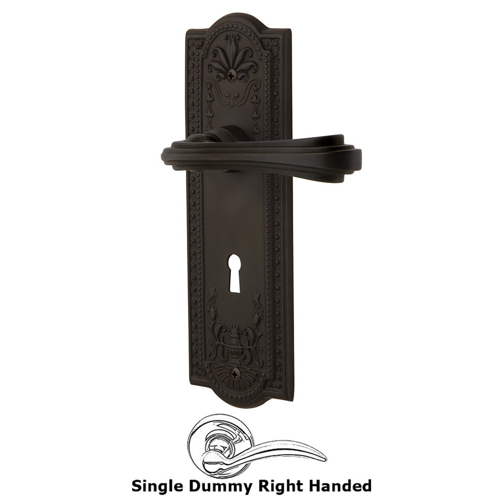 Meadows Plate Single Dummy with Keyhole Right Handed Fleur Lever in Oil-Rubbed Bronze
