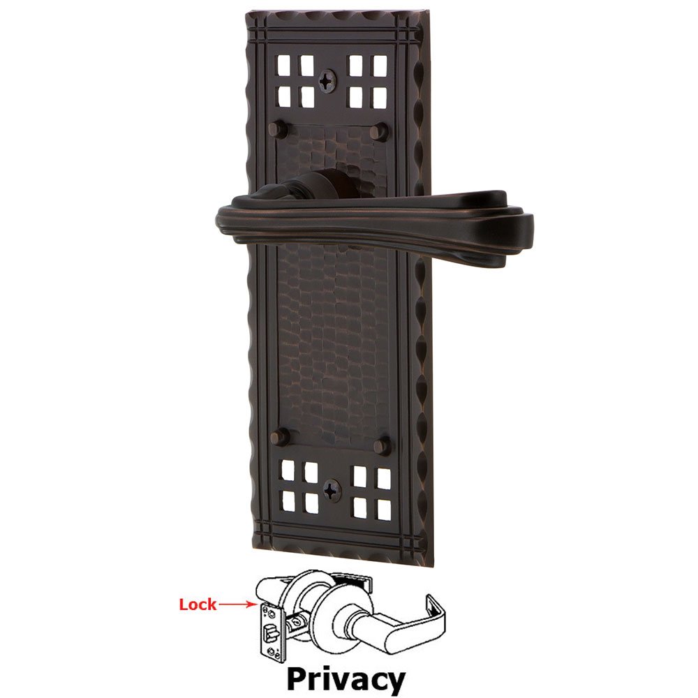 Craftsman Plate Privacy Fleur Lever in Timeless Bronze