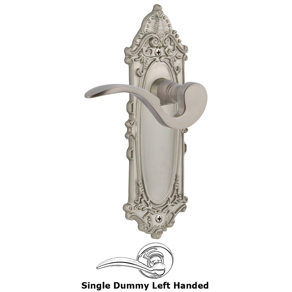 Victorian Plate Single Dummy Left Handed Manor Lever in Satin Nickel