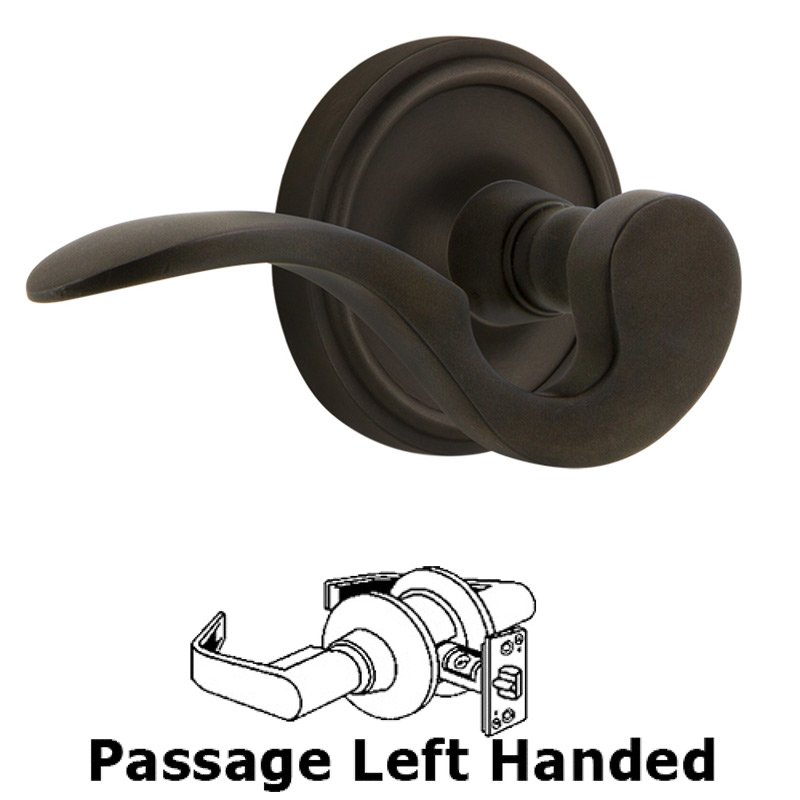 Classic Rose Passage Left Handed Manor Lever in Oil-Rubbed Bronze