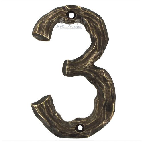 Log # Three House Number in Pewter