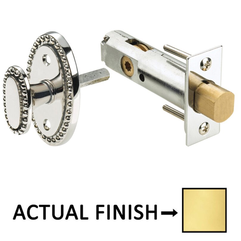 Traditions Beaded Mortise Privacy Bolt in Polished and Polished Brass Unlacquered