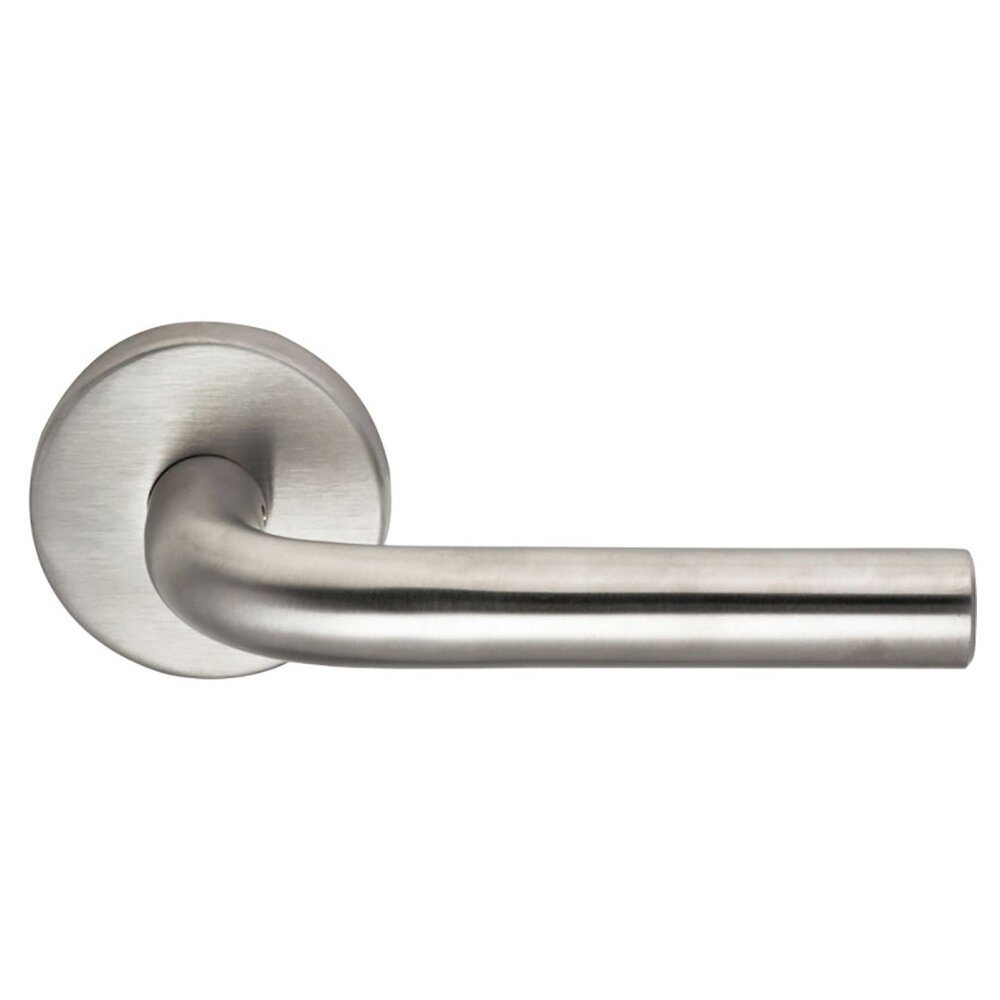 Passage Tube Right Handed Lever with Plain Rosette in Brushed Stainless Steel
