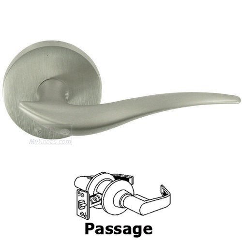 Passage Wave Lever with Round Rose in Satin Nickel Lacquered