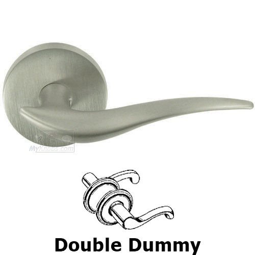 Double Dummy Wave Lever with Round Rose in Satin Nickel Lacquered