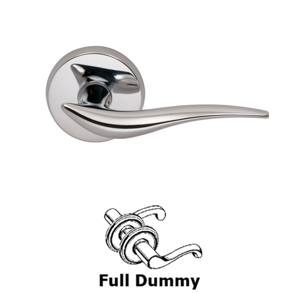 Double Dummy Wave Lever with Round Rose in Polished Chrome