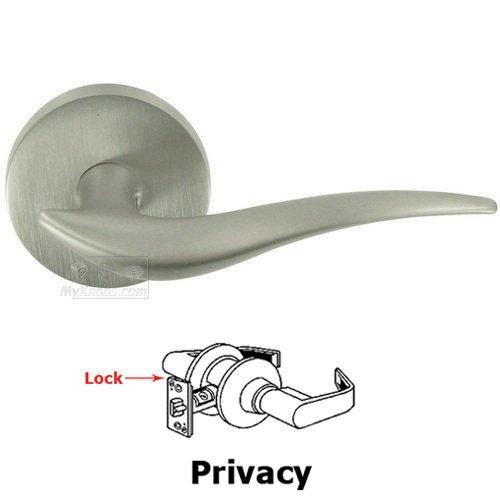 Privacy Wave Lever with Round Rose in Satin Nickel Lacquered
