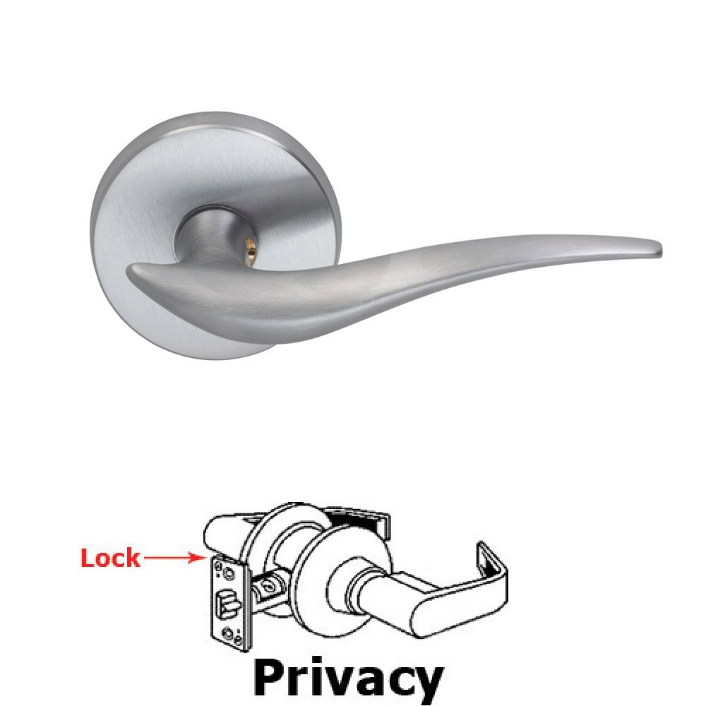 Privacy Wave Lever with Round Rose in Satin Chrome