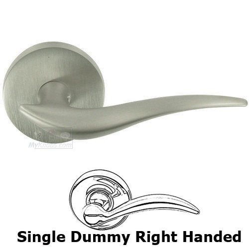 Right Handed Single Dummy Wave Lever with Round Rose in Satin Nickel Lacquered