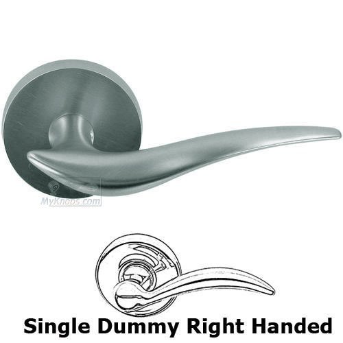 Right Handed Single Dummy Wave Lever with Round Rose in Satin Chrome