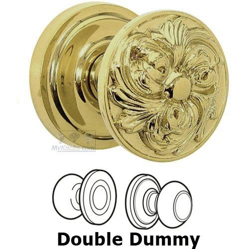 Double Dummy Set Ornate Flower Knob with Radial Rosette in Max Brass