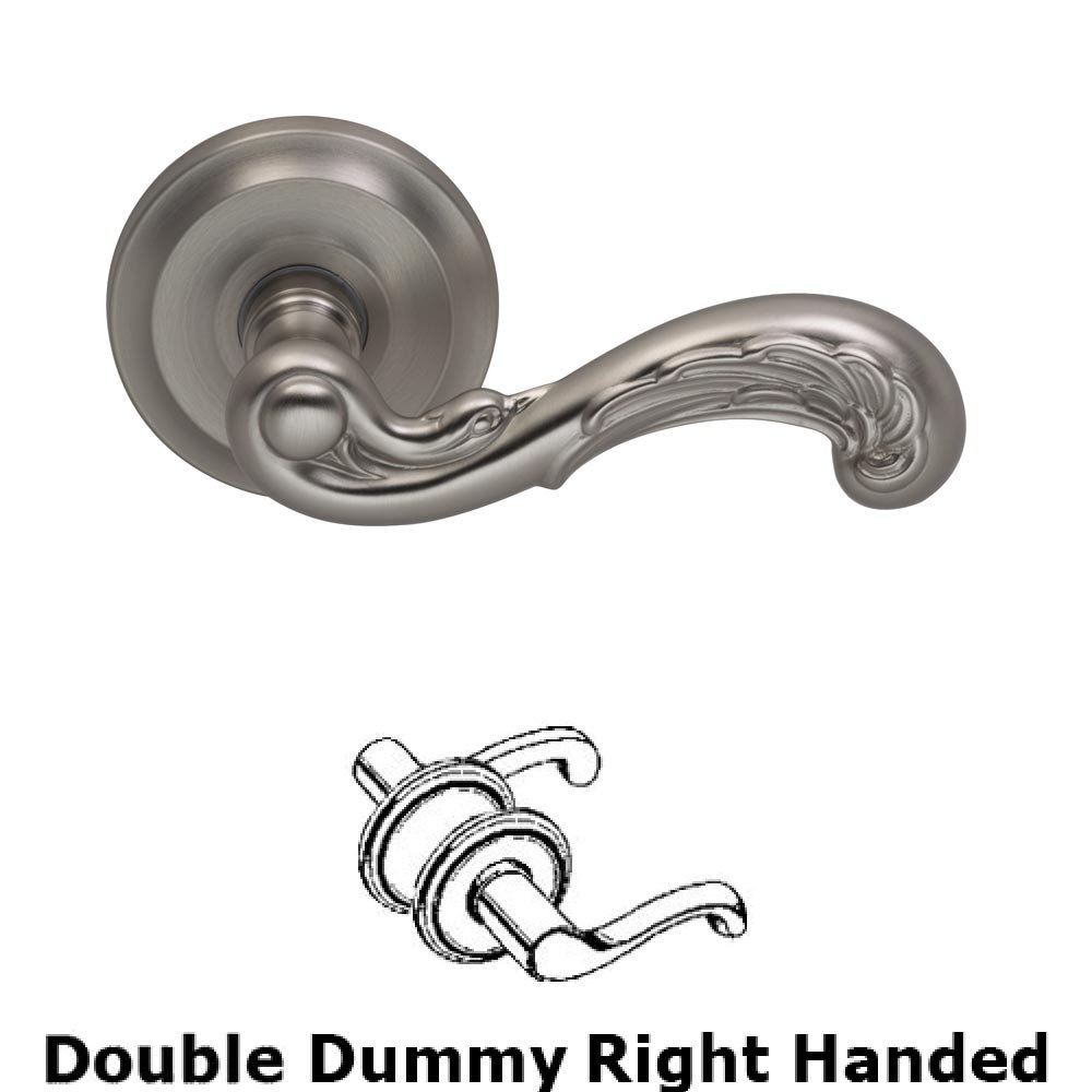 Double Dummy Carved Wave Right Handed Lever with Radial Rosette in Satin Nickel Lacquered