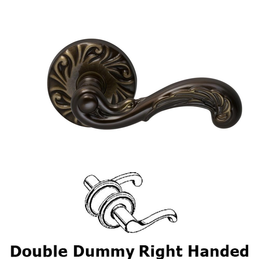 Double Dummy Carved Wave Right Handed Lever with Carved Rosette in Shaded Bronze Lacquered