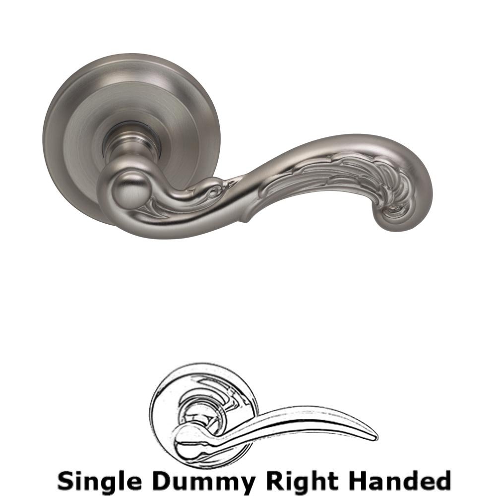 Single Dummy Carved Wave Right Handed Lever with Radial Rosette in Satin Nickel Lacquered