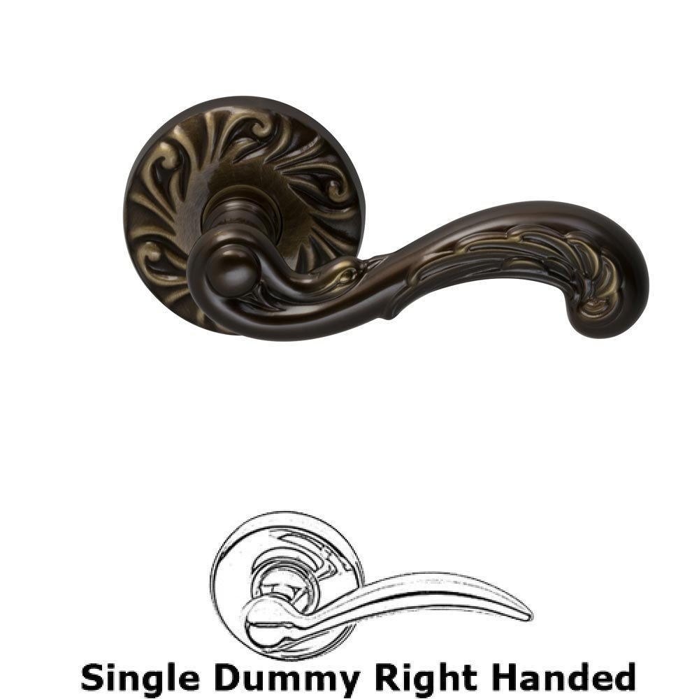 Single Dummy Carved Wave Right Handed Lever with Carved Rosette in Shaded Bronze Lacquered