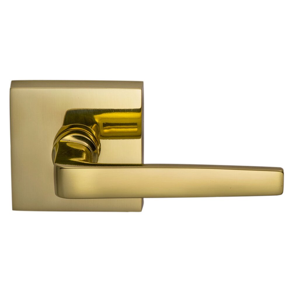 Passage Chicago Right Handed Lever with Square Rosette in Polished Brass Lacquered