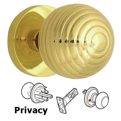 Privacy Latchset Modern 2 3/8" Astro Knob with Plain Rosette in Polished Brass Lacquered
