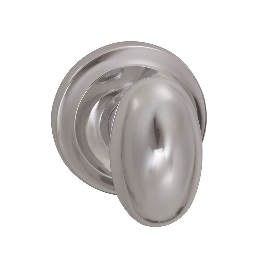 Privacy Latchset Classic Egg Knob with Radial Rosette in Polished Chrome