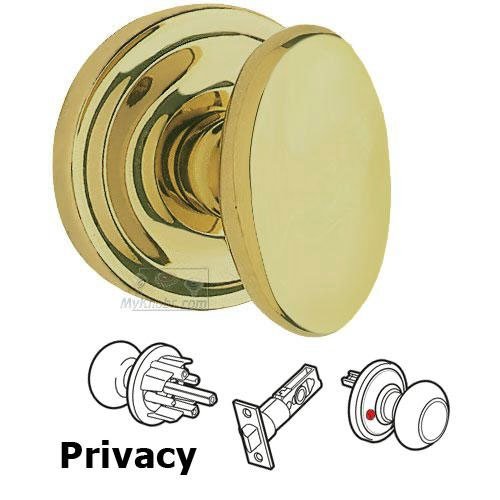 Privacy Latchset Classic Egg Knob with Radial Rosette in Max Brass