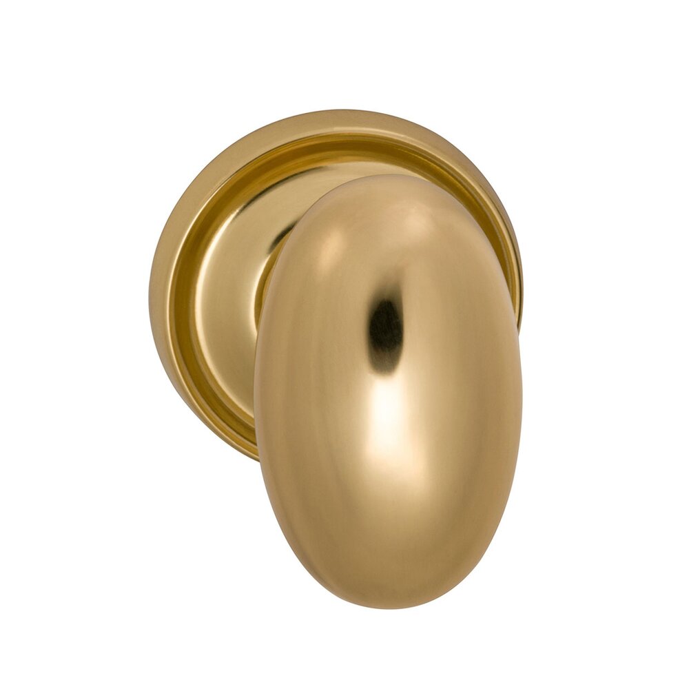 Passage Traditions Classic Egg Door Knob with Medium Radial Rosette in Polished Brass Unlacquered