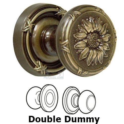 Double Dummy Set Classic Sunflower Knob with Ribbon and Reed Rosette in Shaded Bronze Lacquered