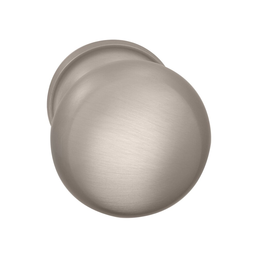 Single Dummy Traditions Half Round Door Knob with Small Radial Rosette in Satin Nickel Lacquered
