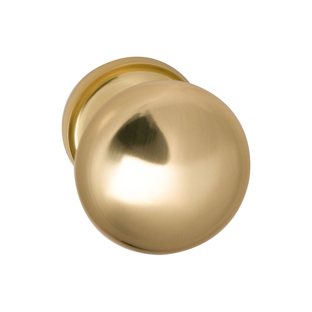 Single Dummy Traditions Half Round Door Knob with Small Radial Rosette in Polished Brass Lacquered