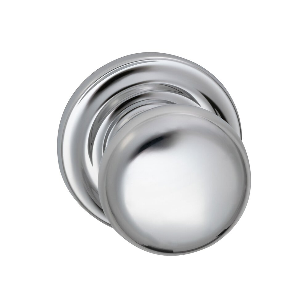 Privacy Colonial Knob with Traditional Rose in Polished Chrome