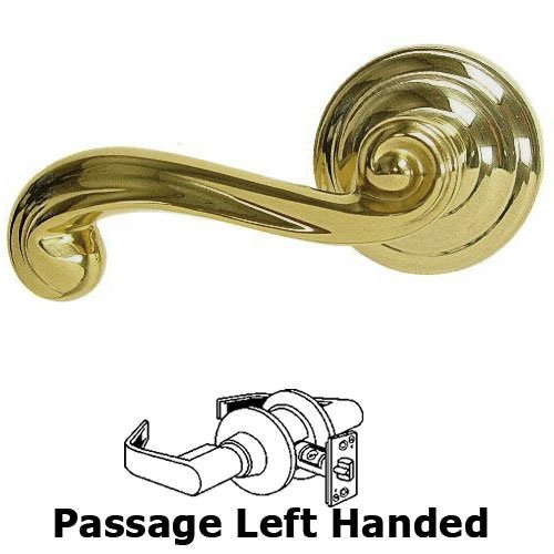 Passage Wave Left Handed Lever with Radial Rosette in Max Brass