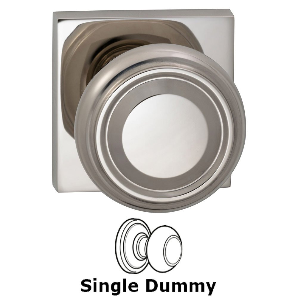 Single Dummy Traditional Knob with Square Rose in Polished Nickel Lacquered Plated, Lacquered