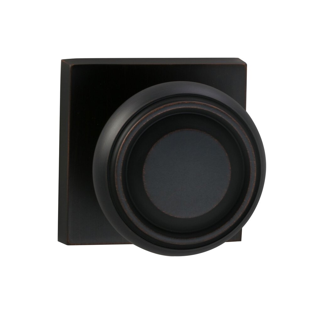 Passage Traditional Knob with Square Rose in Tuscan Bronze
