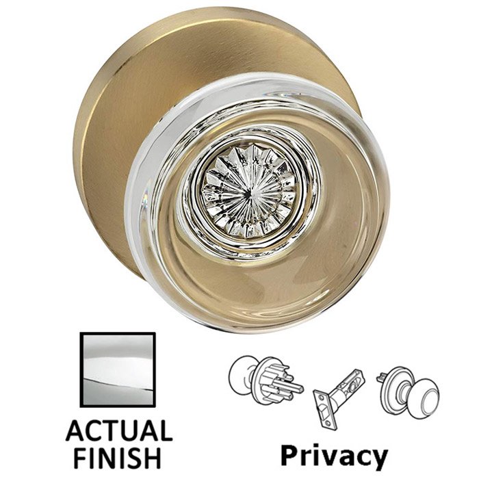 Privacy Traditional Glass Knob With Modern Rose in Polished Chrome