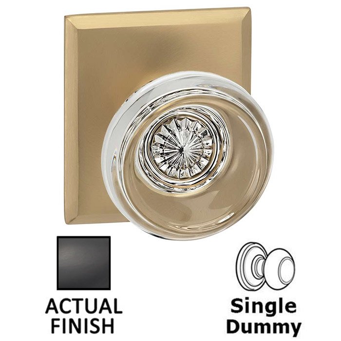 Single Dummy Traditional Glass Knob With Rectangular Rose in Oil Rubbed Bronze Lacquered