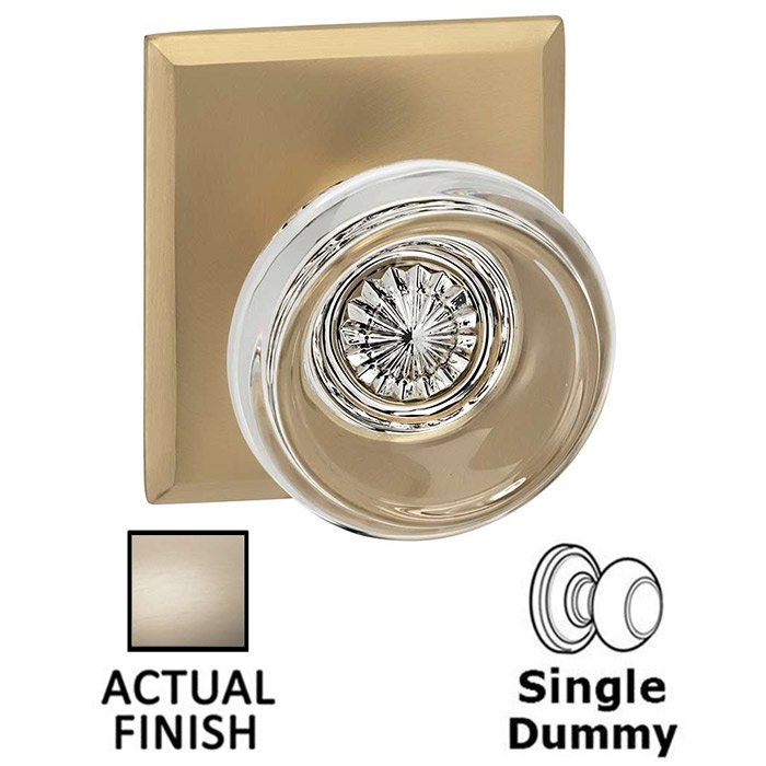 Single Dummy Traditional Glass Knob With Rectangular Rose in Satin Nickel Lacquered
