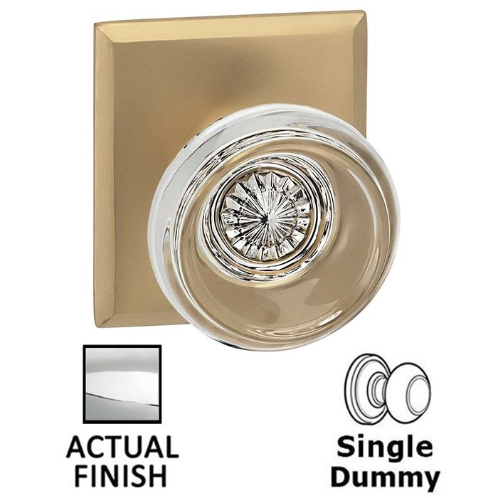 Single Dummy Traditional Glass Knob With Rectangular Rose in Polished Chrome