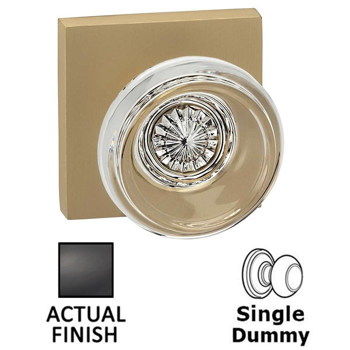 Single Dummy Traditional Glass Knob With Square Rose in Oil Rubbed Bronze Lacquered