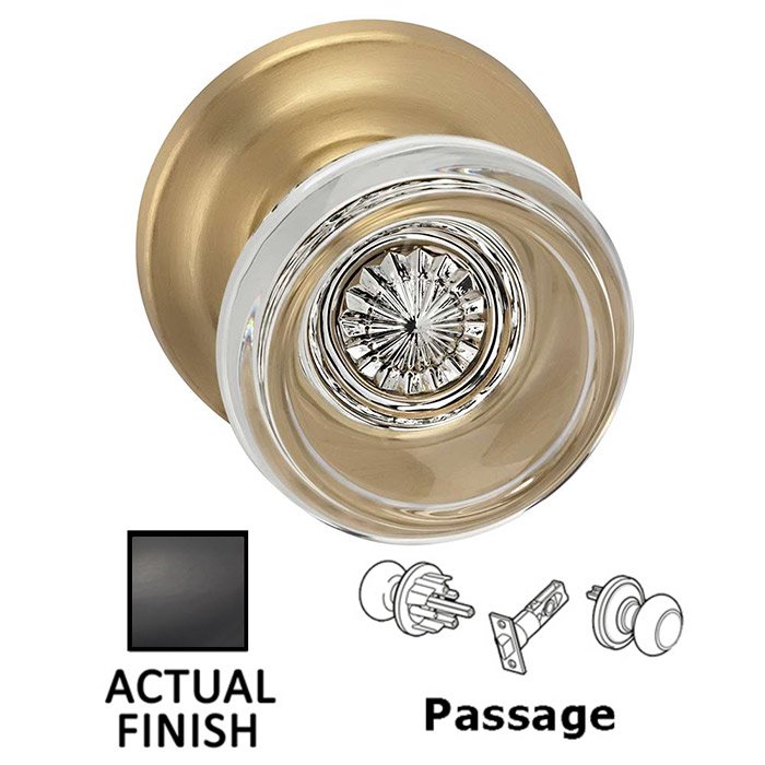 Passage Traditional Glass Knob With Traditional Rose in Oil Rubbed Bronze Lacquered