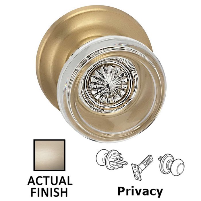 Privacy Traditional Glass Knob With Traditional Rose in Satin Nickel Lacquered