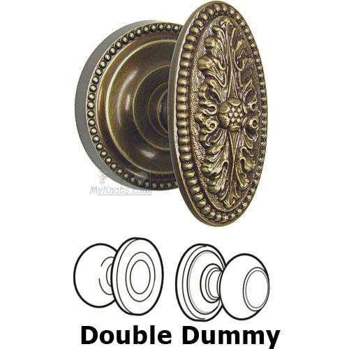 Double Dummy Set Ornate Oval Knob with Beaded Rosette in Shaded Bronze Lacquered
