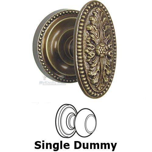 Single Dummy Ornate Oval Knob with Beaded Rosette in Shaded Bronze Lacquered